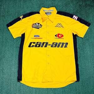 Kappa Can-Am Ford GoFas Racing Shirt Button Up Size Large Yellow Polo